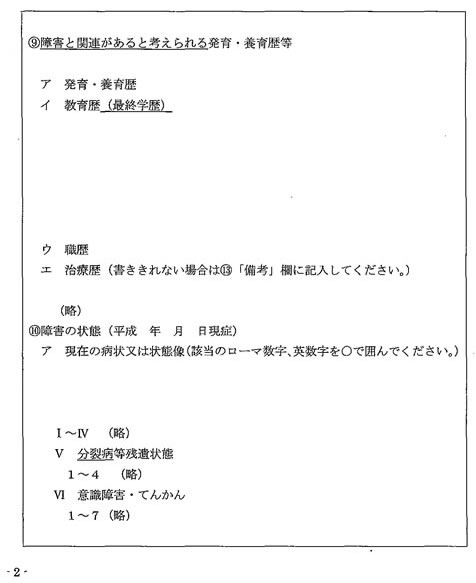 吹田、障害、高齢者、生活保護、障害年金診断書用（精神の障害用）２右側